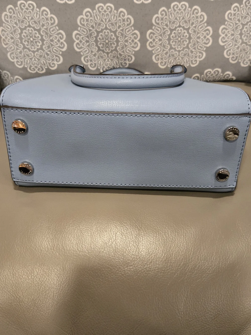 Michael Kors Powder Blue Leather Satchel with Silver Hardware NWT